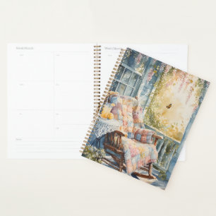 Cozy Porch with Quilt and Lemonade Charm Planner