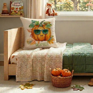 Cozy Pumpkin Autumn Personalized Throw Pillow