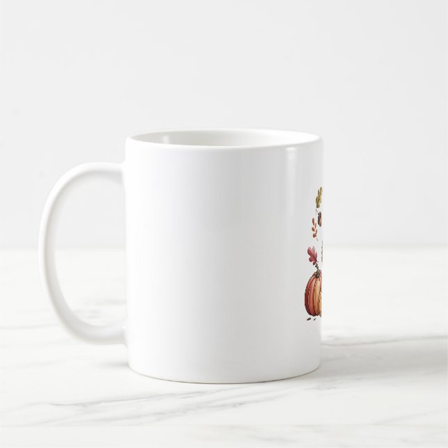 Cozy Pumpkin Coffee Goose Fall Art Mug (Left)