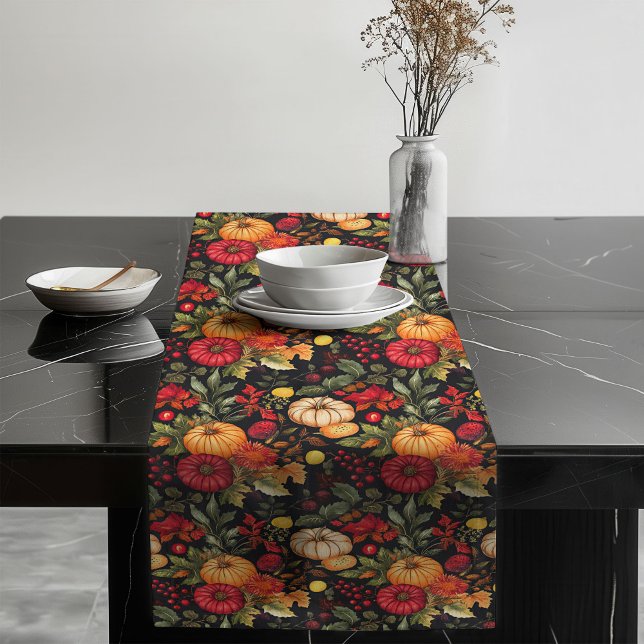 Cozy Pumpkin & Floral Table Runner Festive Setting (Cozy Pumpkin & Floral Table Runner Festive Setting)