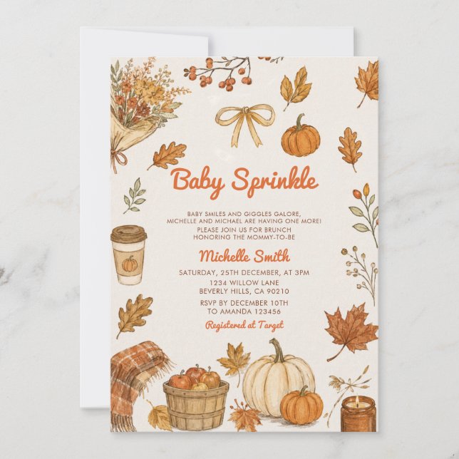 Cozy Pumpkin Patch Baby Shower Fall Baby Sprinkle Invitation (Front)