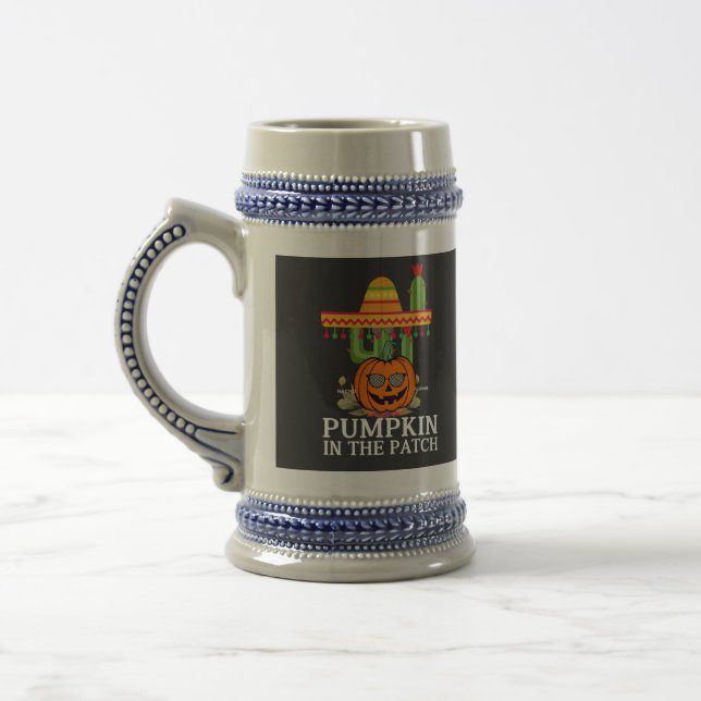 Cozy Pumpkin Patch Graphic T-shirt Beer Stein (Left)