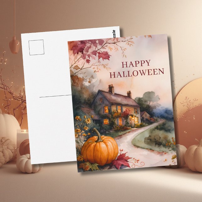 Cozy Pumpkin Path Halloween Postcard (Creator Uploaded)
