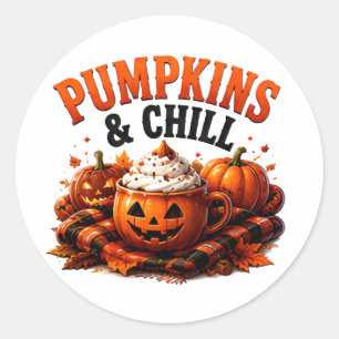 🍂 Cozy Pumpkin Season Halloween Saying 🎃 Classic Round Sticker