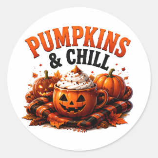 🍂 Cozy Pumpkin Season Halloween Saying 🎃 Classic Round Sticker