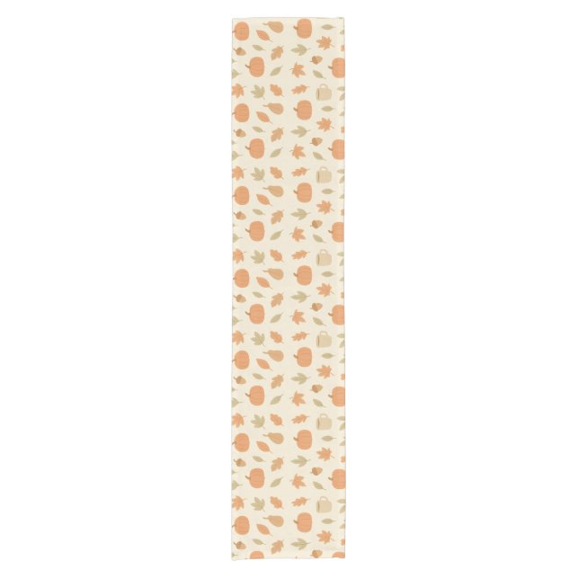 Cozy Pumpkin Spice Autumn Seamless Pattern Short Table Runner (Front)