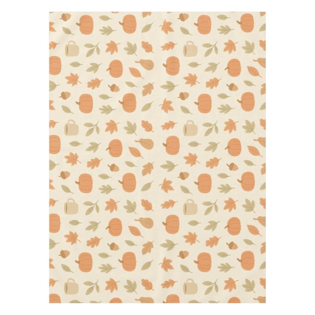 Cozy Pumpkin Spice Autumn Seamless Pattern Tablecloth (Front)