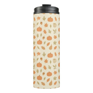 Cozy Pumpkin Spice Autumn Seamless Pattern Thermal Tumbler