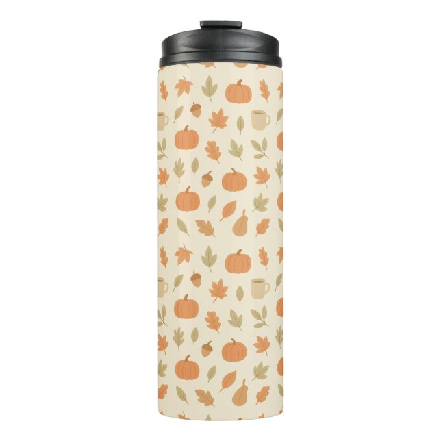 Cozy Pumpkin Spice Autumn Seamless Pattern Thermal Tumbler (Front)