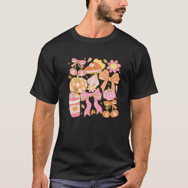 Cozy Pumpkin Spice Floral Autumn Pumpkin Pie Vibes T-Shirt (Front)