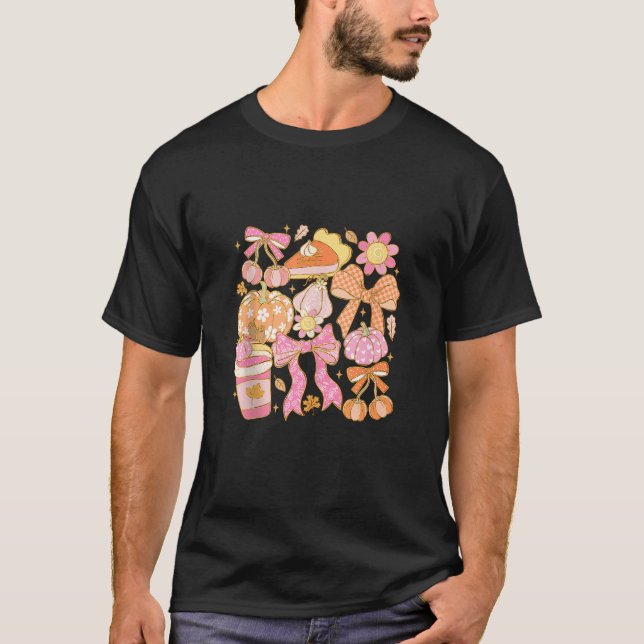 Cozy Pumpkin Spice Floral Autumn Pumpkin Pie Vibes T-Shirt (Front)