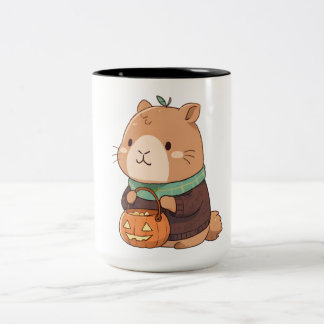 Cozy Pumpkin Sweater Capybara Autumn Leaves Two-Tone Coffee Mug