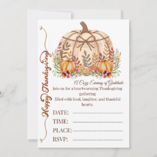 Cozy Pumpkin Thanksgiving Invite Card