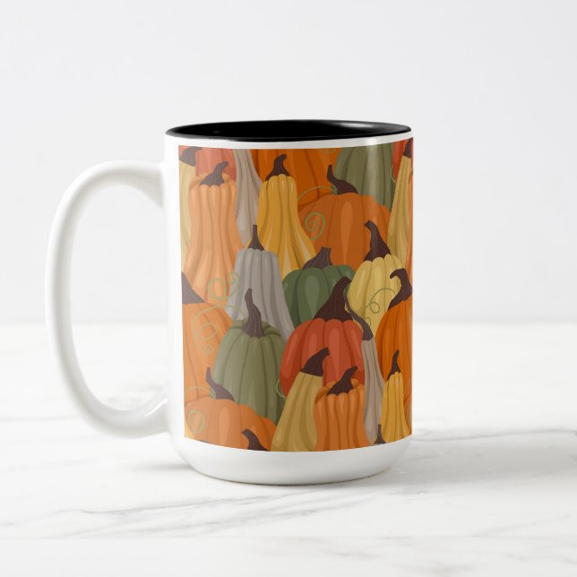 Cozy pumpkins Two-Tone coffee mug (Left)