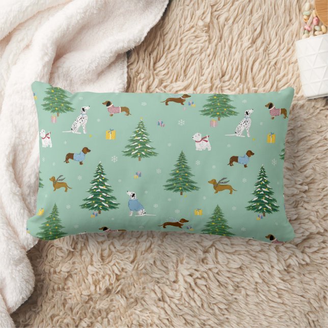 Cozy Pup Pastel Green Lumbar Pillow (Blanket)