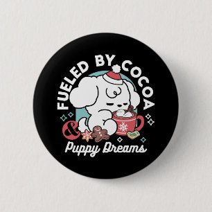 Cozy Puppy Dreams – Hot Chocolate and Christmas 2 Inch Round Button