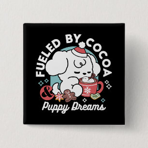 Cozy Puppy Dreams – Hot Chocolate and Christmas 2 Inch Square Button