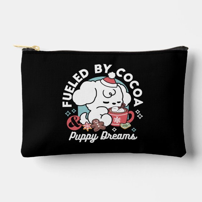 Cozy Puppy Dreams – Hot Chocolate and Christmas Accessory Pouch (Front)