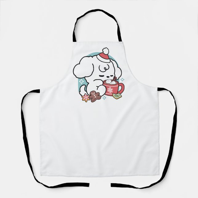 Cozy Puppy Dreams – Hot Chocolate and Christmas Apron (Front)