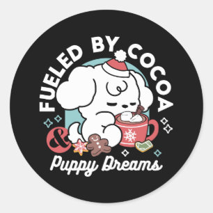 Cozy Puppy Dreams – Hot Chocolate and Christmas Classic Round Sticker