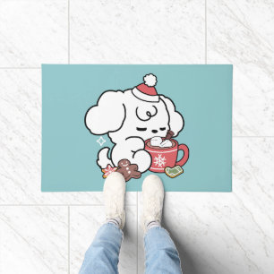Cozy Puppy Dreams – Hot Chocolate and Christmas Doormat
