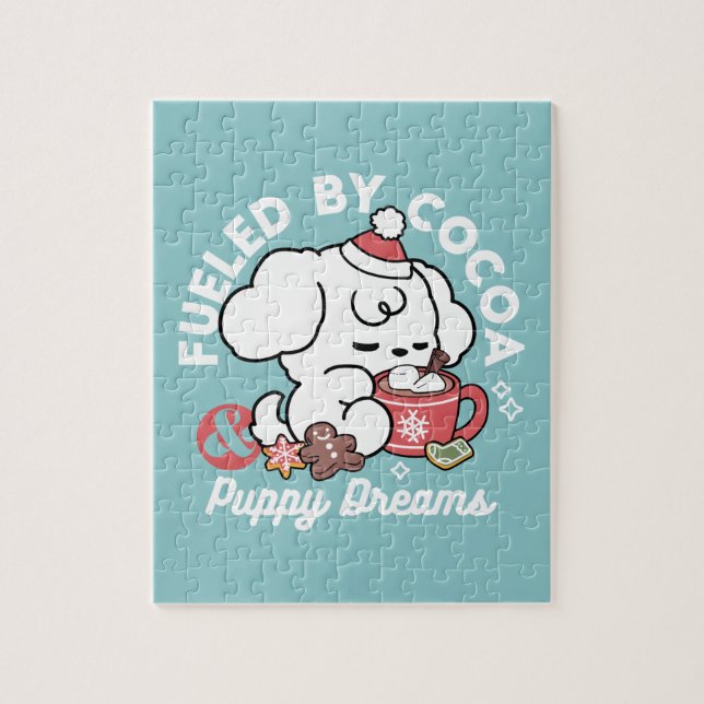 Cozy Puppy Dreams – Hot Chocolate and Christmas Jigsaw Puzzle (Vertical)