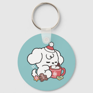 Cozy Puppy Dreams – Hot Chocolate and Christmas Keychain