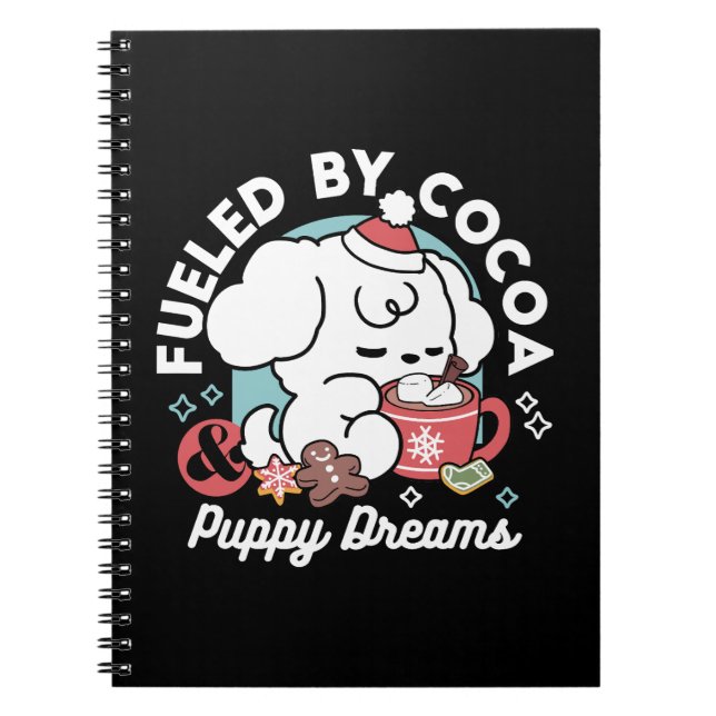 Cozy Puppy Dreams – Hot Chocolate and Christmas Notebook (Front)