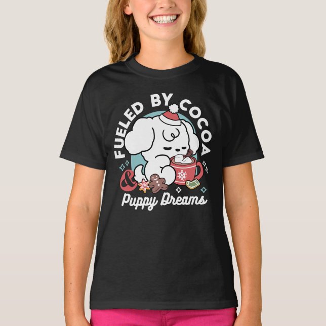 Cozy Puppy Dreams – Hot Chocolate and Christmas T-Shirt (Front)