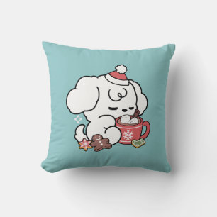 Cozy Puppy Dreams – Hot Chocolate and Christmas Throw Pillow