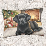 Cozy Puppy Labrador Retriever Christmas Dog  Accent Pillow<br><div class="desc">Introducing the perfect addition to your holiday decor - our Labrador Retriever Christmas pillows! Available in black, yellow, or chocolate labrador, these pillows are a must-have for any dog lover. Choose from cozy fireplace scenes, joyful puppies in the snow, or festive labrador dogs to make your living space feel warm...</div>