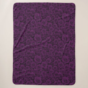 Cozy Purple Rose Floral Sherpa Blanket
