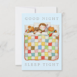 COZY QUILT 3.5x5 Blank Flat Card - Blue