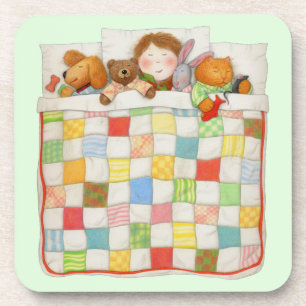 COZY QUILT Hard Plastic Coasters - Green