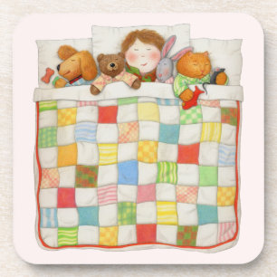 COZY QUILT Hard Plastic Coasters - Pink