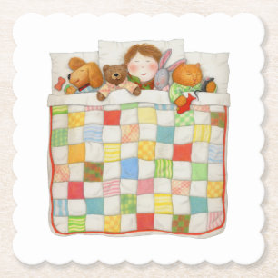 COZY QUILT Scalloped Square Paper Coasters