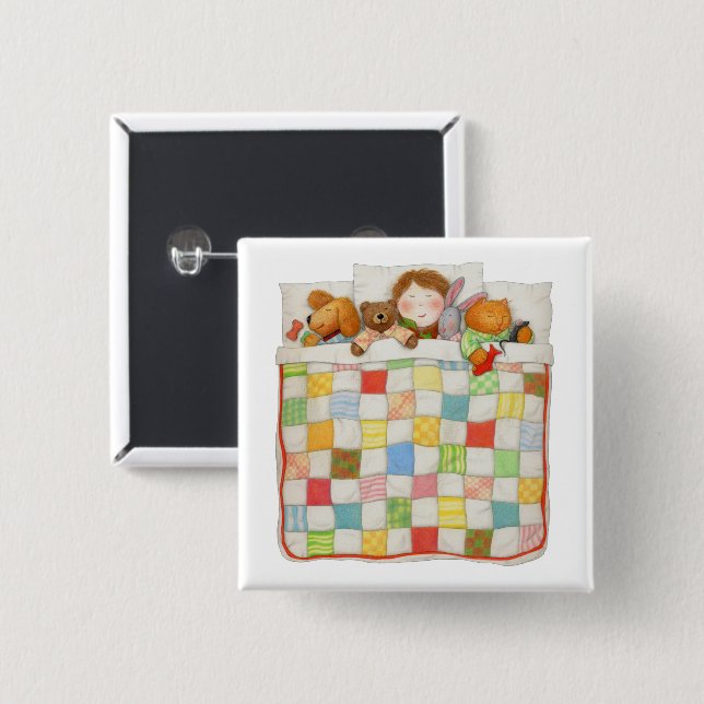 COZY QUILT Square Button Pin (Front & Back)