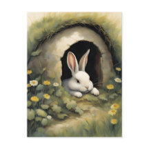 Cozy Rabbit in a Flowering Burrow