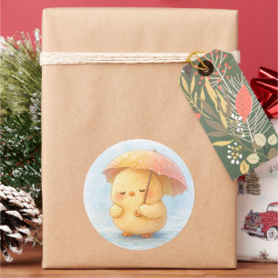 Cozy Rainy Day Alma Chick Cute Illustration Classic Round Sticker