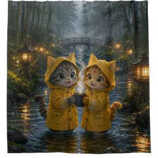 Cozy Rainy Day Cats In Yellow Raincoats