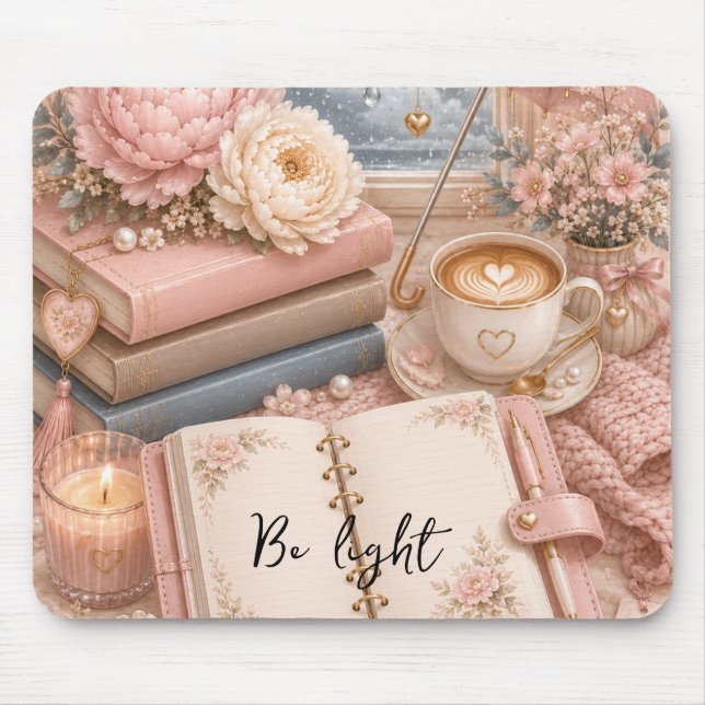 Cozy Rainy Day Floral Mouse Pad editable (Front)