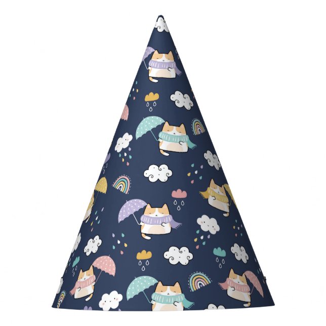 Cozy Rainy Day Pattern Party Hat (Front)