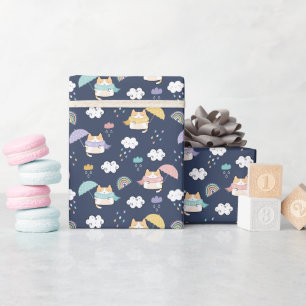 Cozy Rainy Day Pattern Wrapping Paper Roll
