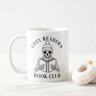 Cozy Reader's Book Club Reading Skeleton Coffee Mug