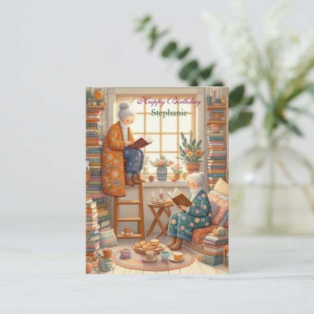 Cozy Reading Birthday Card for Book Lovers (Standing Front)