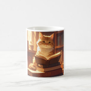 Cozy Reading Cat Coffee Mug