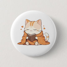 Cozy Reading Cat Kawaii Bookworm Kitten Design