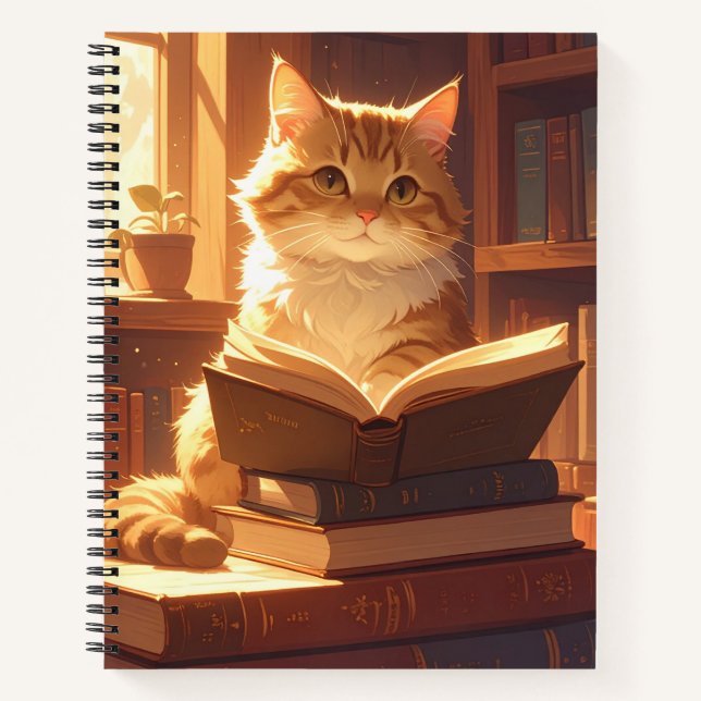 Cozy Reading Cat Notebook (Front)