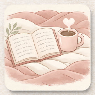 Cozy Reading Moment - Coffee and Book Lover Design Coaster