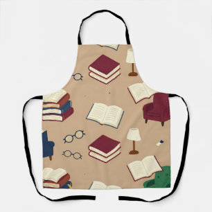 Cozy Reading Nook Books Pattern Apron